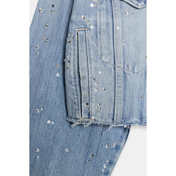 ZARA TRF STRASS CROP DENIM JACKET - Picture 9 of 9